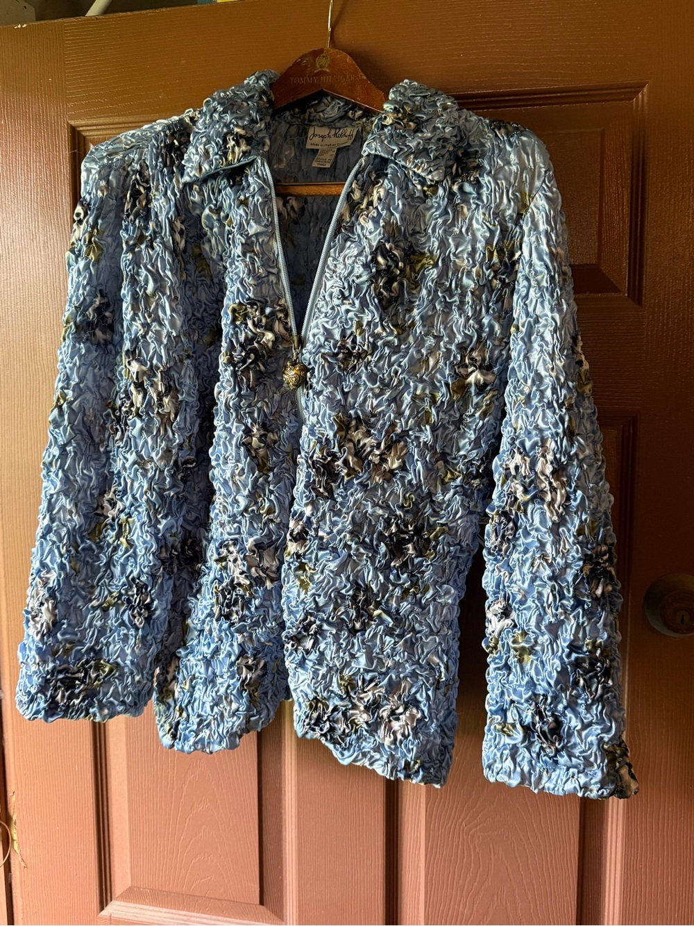 Elegant Blue Textured Women's Jacket Joseph Ribkoff Size 12